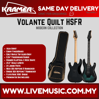 Kramer Volante Quilt HSFR Electric Guitar with Premium Bag - Aqua Burst