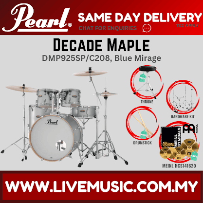 Pearl Decade Maple 5-Piece Drum Set with Hardware, Drumstick and Throne - 22 Inch Bass Drum - Blue Mirage