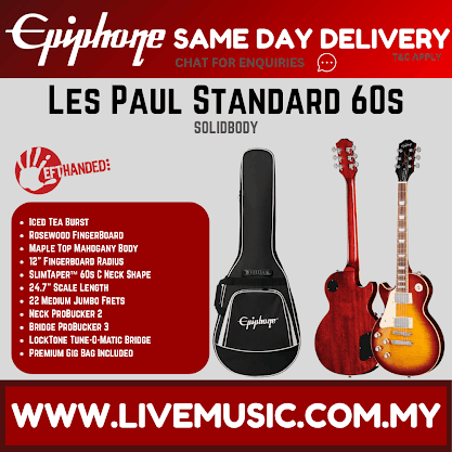 Epiphone Les Paul Standard 60s Figured Left-handed Electric Guitar - Iced Tea Burst