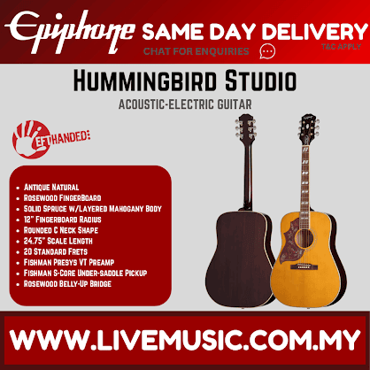 Epiphone Hummingbird Studio Left-handed Acoustic-electric Guitar - Natural