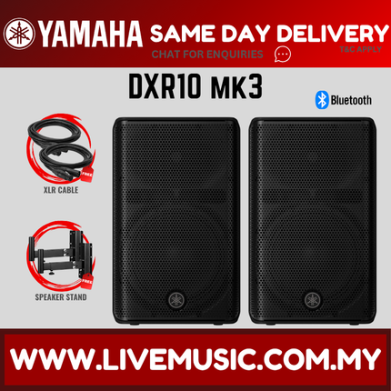 Yamaha DXR10 MK3 10" 2000-watt Active Loudspeaker w/Speaker Stand- Pair/Each ( DXR-10 / DXR 10 / MK3 )Replace DXR10 MKII