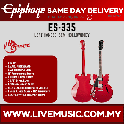 Epiphone ES-335 Left-Handed Semi-Hollowbody Electric Guitar - Cherry