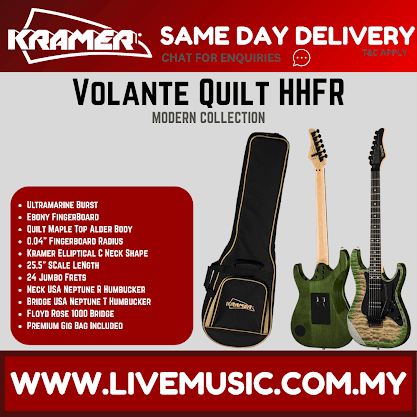Kramer Volante Quilt HHFR Electric Guitar with Premium Bag - Ultramarine Burst