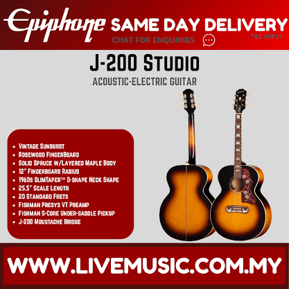 Epiphone J-200 Studio Acoustic-electric Guitar - Vintage Sunburst