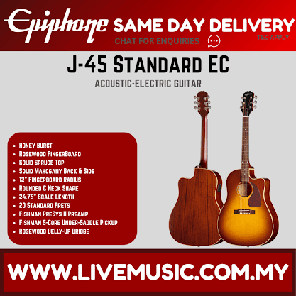 Epiphone Inspired by Gibson J-45 Standard EC Acoustic-electric Guitar - Honeyburst