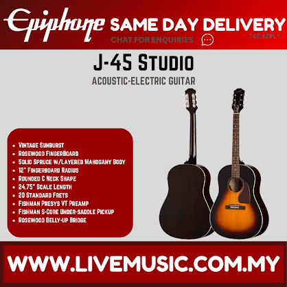 Epiphone J-45 Studio Acoustic-Electric Guitar - Vintage Sunburst ( J45 )