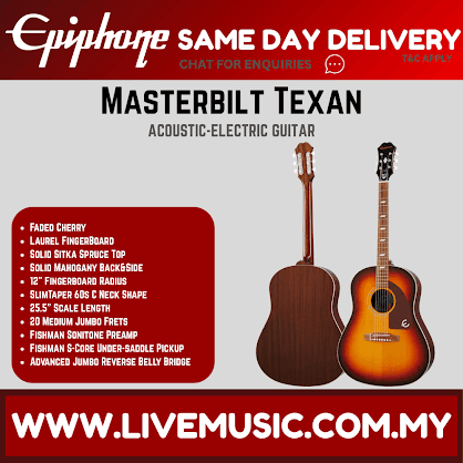 Epiphone Masterbilt Texan Acoustic-Electric Guitar - Faded Cherry Aged Gloss