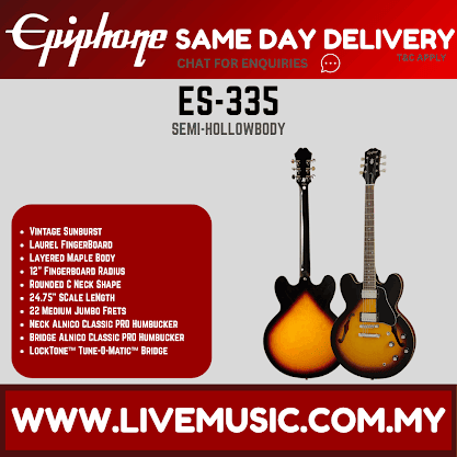 Epiphone ES-335 Semi-Hollowbody Electric Guitar - Vintage Sunburst