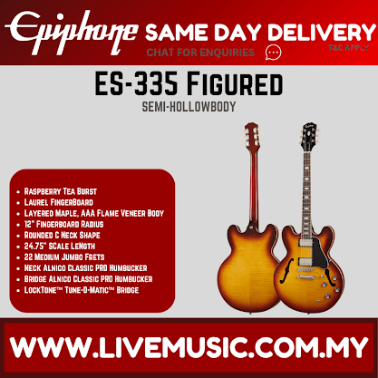 Epiphone ES-335 Figured Semi-Hollowbody Electric Guitar -Raspberry Tea Burst