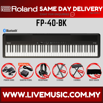 Roland FP-40 88-key Digital Piano w/ Headphone and Adapter - Black ( FP40 FP-40 ES120 ES-120 ) Replace FP-30X  FP30X
