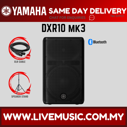 Yamaha DXR10 MK3 10" 2000-watt Active Loudspeaker w/Speaker Stand- Pair/Each ( DXR-10 / DXR 10 / MK3 )Replace DXR10 MKII