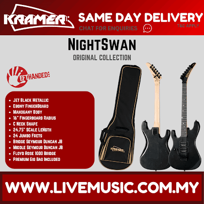 Kramer Nightswan Left-handed Electric Guitar - Jet Black Metallic