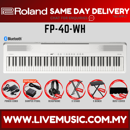 Roland FP-40 88-key Digital Piano w/ Headphone and Adapter - White ( FP40 FP-40 ES120 ES-120 ) Replace FP-30X  FP30X