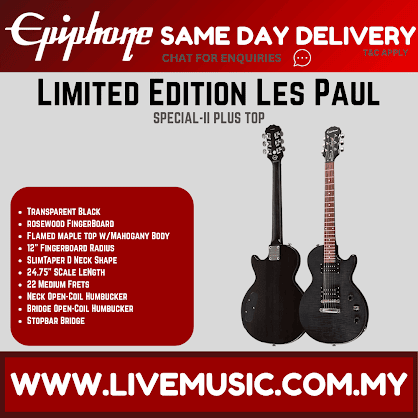Epiphone Ltd Ed Les Paul Special-II Plus Top Best Beginner Electric Guitar - Transparent Black