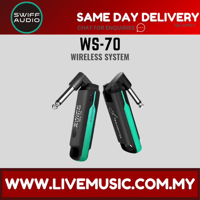 Swiff Audio WS-70 Rechargeable Mini UHF Digital Guitar Wireless System (WS70)