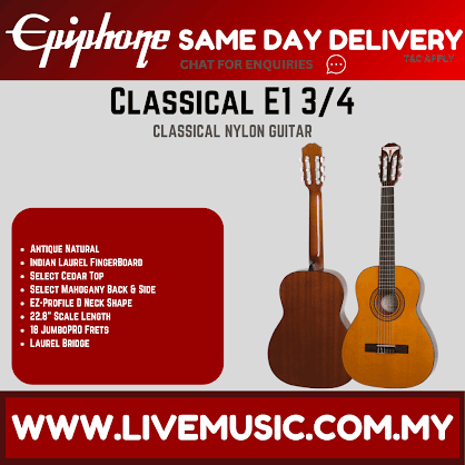 Epiphone Classical E1 Acoustic Guitar, 3/4 Size - Antique Natural