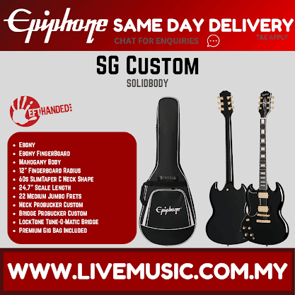 Epiphone SG Custom Left-handed Electric Guitar - Ebony