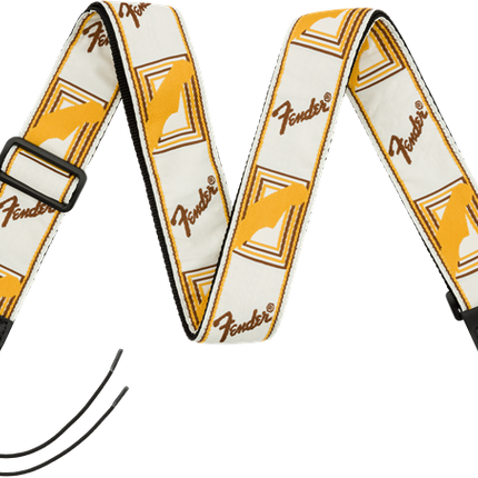 Fender 2 Inch Monogrammed Strap, White/Brown/Yellow