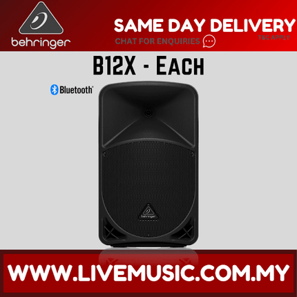 Behringer B12X 1000W 12" Powered Speaker w/UG-88HH Wireless Mic, Speaker Stand and Cable - Pair ( B-12X / B 12X )