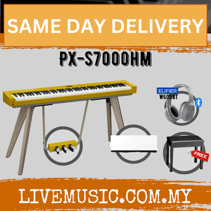 Casio PX-S7000 88-Key Digital Piano w/Piano Bench And Edifier W600BT Headphone - Harmonious Mustard ( PXS7000 / PX S7000 )