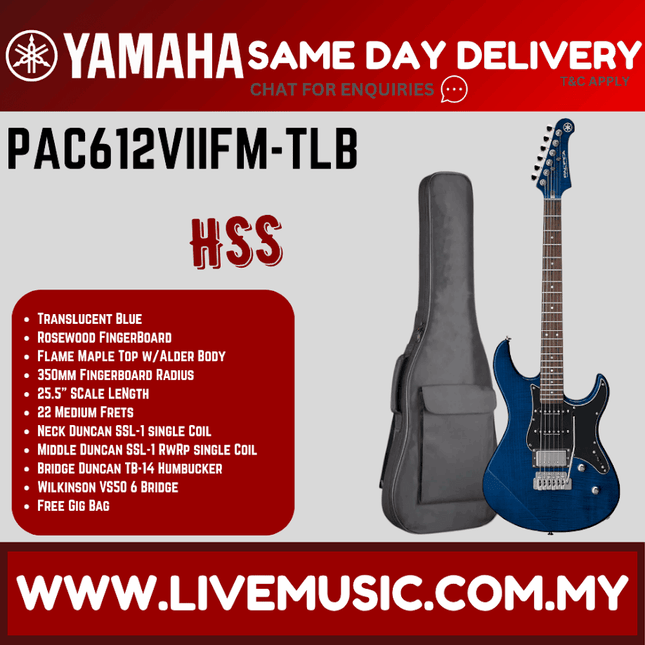 Yamaha PAC612VIIFM Pacifica Electric Guitar -Translucent Blue ( PAC 612VIIFM / PAC-612VIIFM )