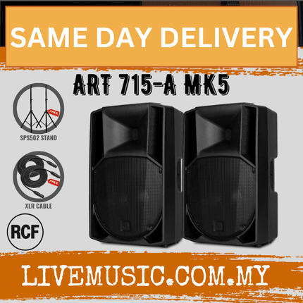 RCF ART 715-A MK5 15" 1400W 2-way Active Powered Speaker w/Speaker Stand - Each / Pair ( ART715A / ART715 / MK5 )