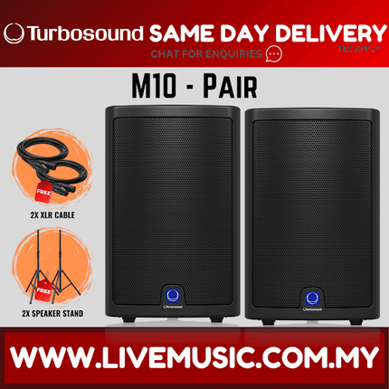 Turbosound Milan M10 600-Watt 10" Powered Speaker w/Wireless Mic, Speaker Stand And Cable - Each / Pair ( M-10 / M 10 )