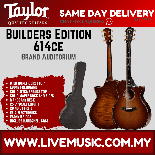 Taylor Builders Edition 614ce Grand Auditorium Acoustic Guitar w/Case, Wild Honey Burst Top