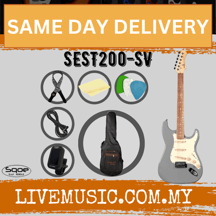 SQOE SEST200 Stratocaster SSS 6-String Electric Guitar Rosewood Fretboard - Sliver ( SEST 200 / SEST-200 )