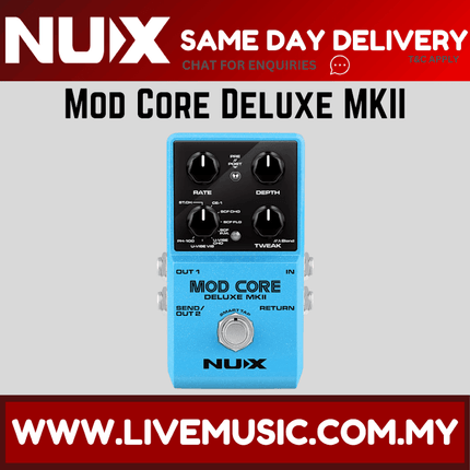 NUX Mod Core Deluxe MKII 8 Modulations Guitar Effects Pedal with Stereo Connection