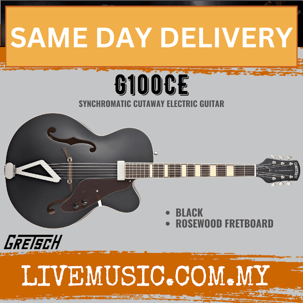 Gretsch G100CE Synchromatic Cutaway Electric Guitar, RW Neck, Black