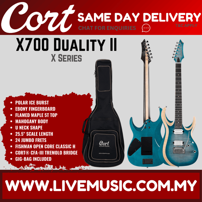 Cort X700 Duality II PIB Electric Guitar With Gigbag- Polar Ice Burst ( X700DualityII / X700DualityII-PIB )
