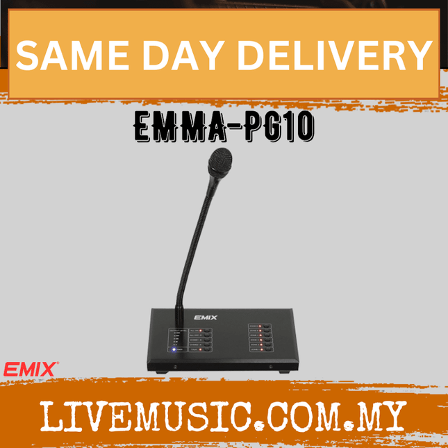 EMIX 6-zone paging microphone call station with gooseneck mic and indicator lights