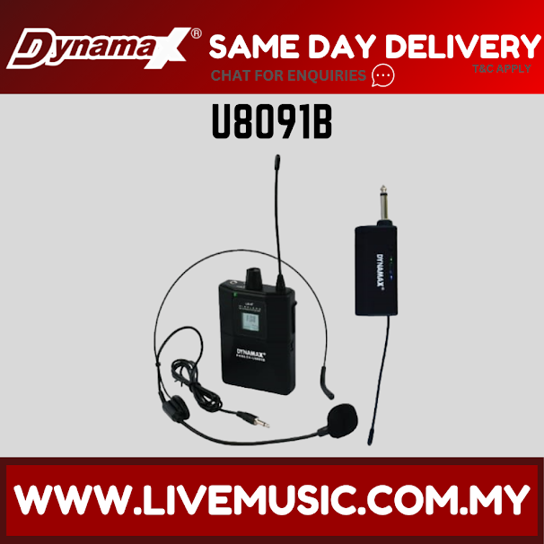 Dynamax U8091B wireless bodypack microphone system with receiver and wired mic