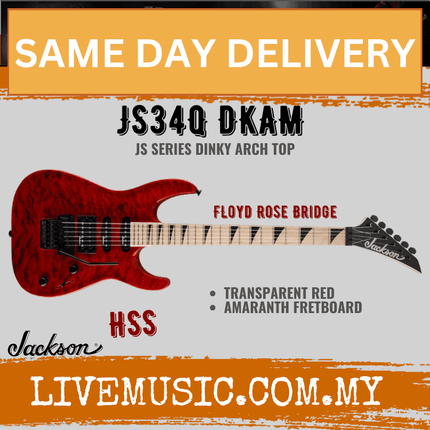 Jackson FSR Dinky JS34Q DKA-M Electric Guitar, Transparent Red