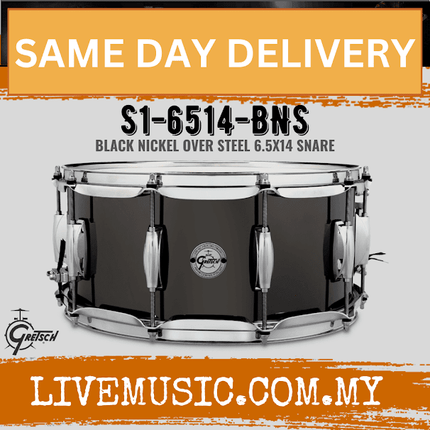 Gretsch S1-6514-BNS 6.5x14inch Black Nickel Over Steel Snare Drum
