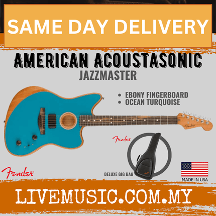 Fender American Acoustasonic Jazzmaster Acoustic Guitar with Bag, Ebony Fretboard - Ocean Turquoise