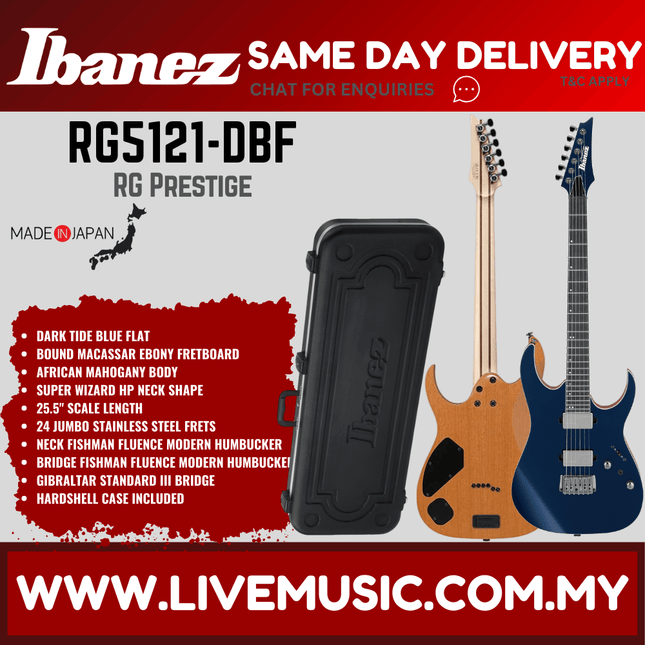 Ibanez RG5121 Prestige Solid Body Electric Guitar - Dark Tide Blue Flat (RG5121-DBF)