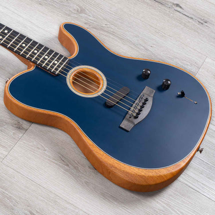 Fender American Acoustasonic Telecaster Acoustic Electric Guitar w/Bag, Ebony FB, Steel Blue