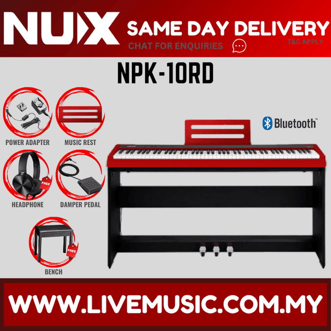 NUX NPK-10 88 Key Digital Piano with Wooden Stand and Bluetooth Connectivity Weighted Keyboard - (NPK10 NPK 10)