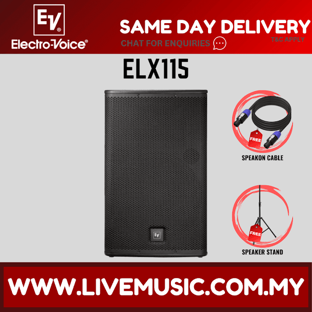 EV Electro-Voice ELX115 1600W 15" Passive Speaker With Speaker Stand And Cable - Each ( ELX-115 / ELX 115 )