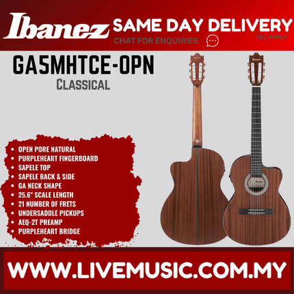 Ibanez GA5MHTCE Classical Series Electric Guitar - ( GA5MH-TCE / GA5MH TCE )-Open Pore Natural