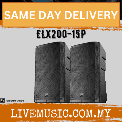 EV Electro-Voice ELX200-15P 1200W 15" Powered Speaker With Speaker Stand And Cable - Each / Pair (ELX200 15P ELX20015P)