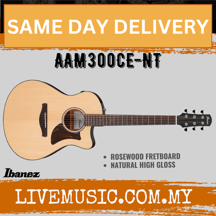 Ibanez AAM300CE-NT Advanced Acoustic Series Acoustic Electric Guitar, Natural High Gloss ( AAM300CE NT/AAM300CENT )