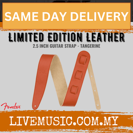 Fender 2.5 inch Limited Edition Leather Guitar Strap, Tangerine