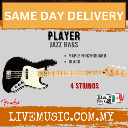 Fender Player Jazz Bass Guitar, Maple Fretboard - Black