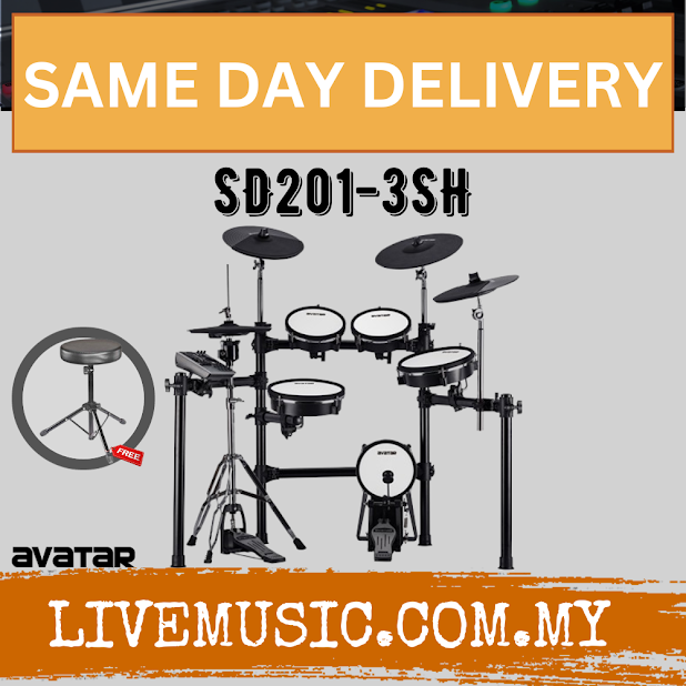 Avatar SD201-3SH 9-Piece Mesh Kit Electric Drum Set With Drum Throne, Headphone And Drumstick ( SD201 3SH / SD2013SH )