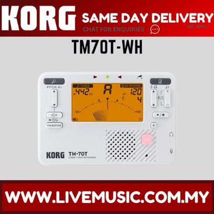 Korg TM70T Combined Metronome and Chromatic Tuner - White