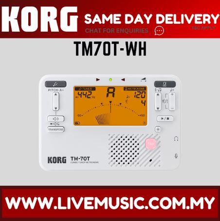 Korg TM70T Combined Metronome and Chromatic Tuner - White