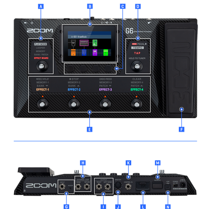 Zoom G6 Multi Effects Processor Pedal With USB Audio Interface, Drum Machine And Looper (G 6/G-6)